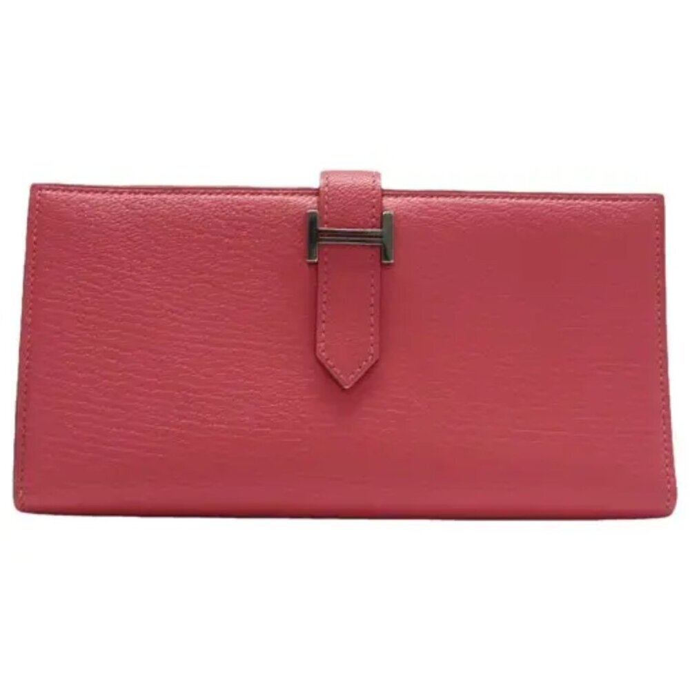 HERMES Bearn Pink Leather Wallet 900-041725 - Picture 1 of 12